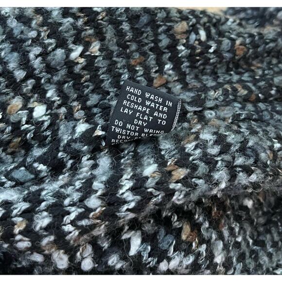 BCBGMaxAzria Womens Boucle Alpaca Mohair Blend Duster Cardigan Size L Black Y2K - Picture 8 of 8